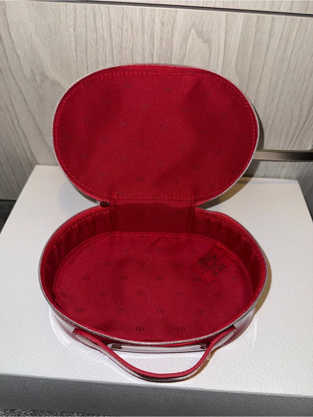 Dior Red Patent Oval Cosmetic Case